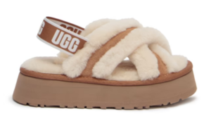 UGG Kapcie Sandały Disco Cross Slide 1121550 Biało-Brązowe