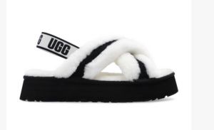 UGG Kapcie Sandały Disco Cross Slide 1121550 Biało-Czarne